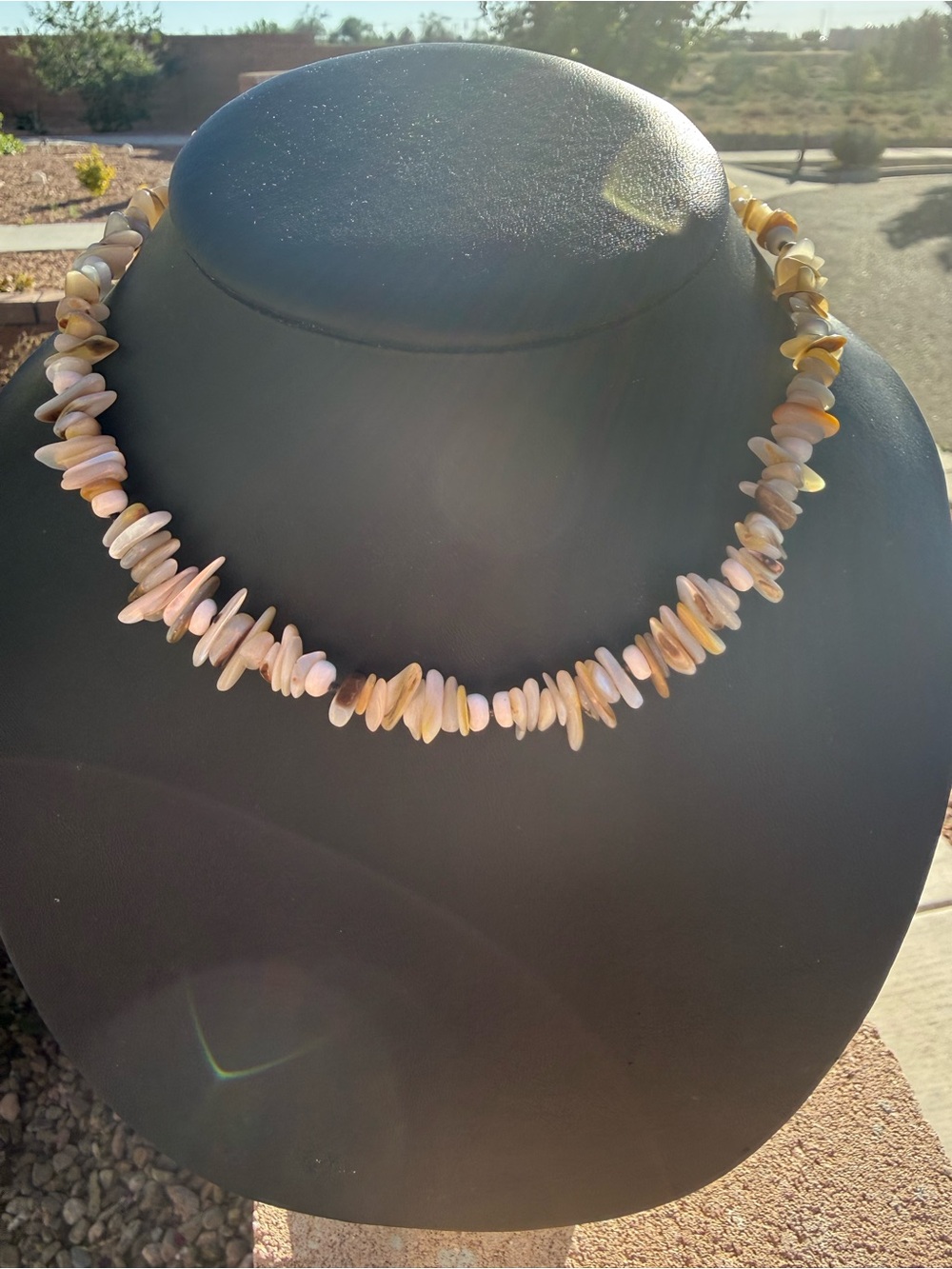 Barse 925 Sterling Silver Natural Shell Statement Necklace – Chunky Organic Bead